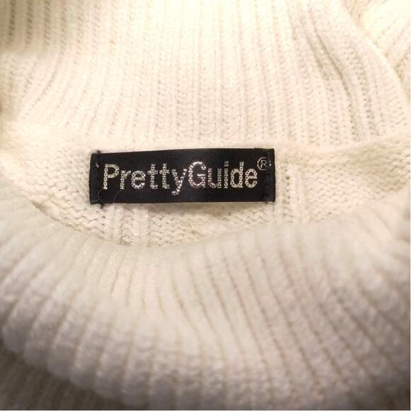 Pretty Guide Soft Cable Knit Sweater Women's Size L Cream Turtleneck Long Sleeve - Picture 2 of 12